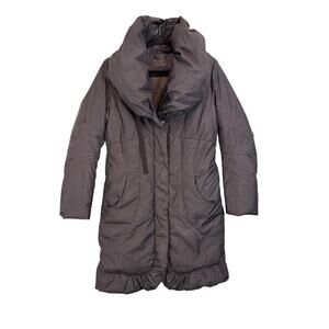 Tahari Elissa Puffer Down Coat Womens M/L Black Packable Lightweight Hooded Zip